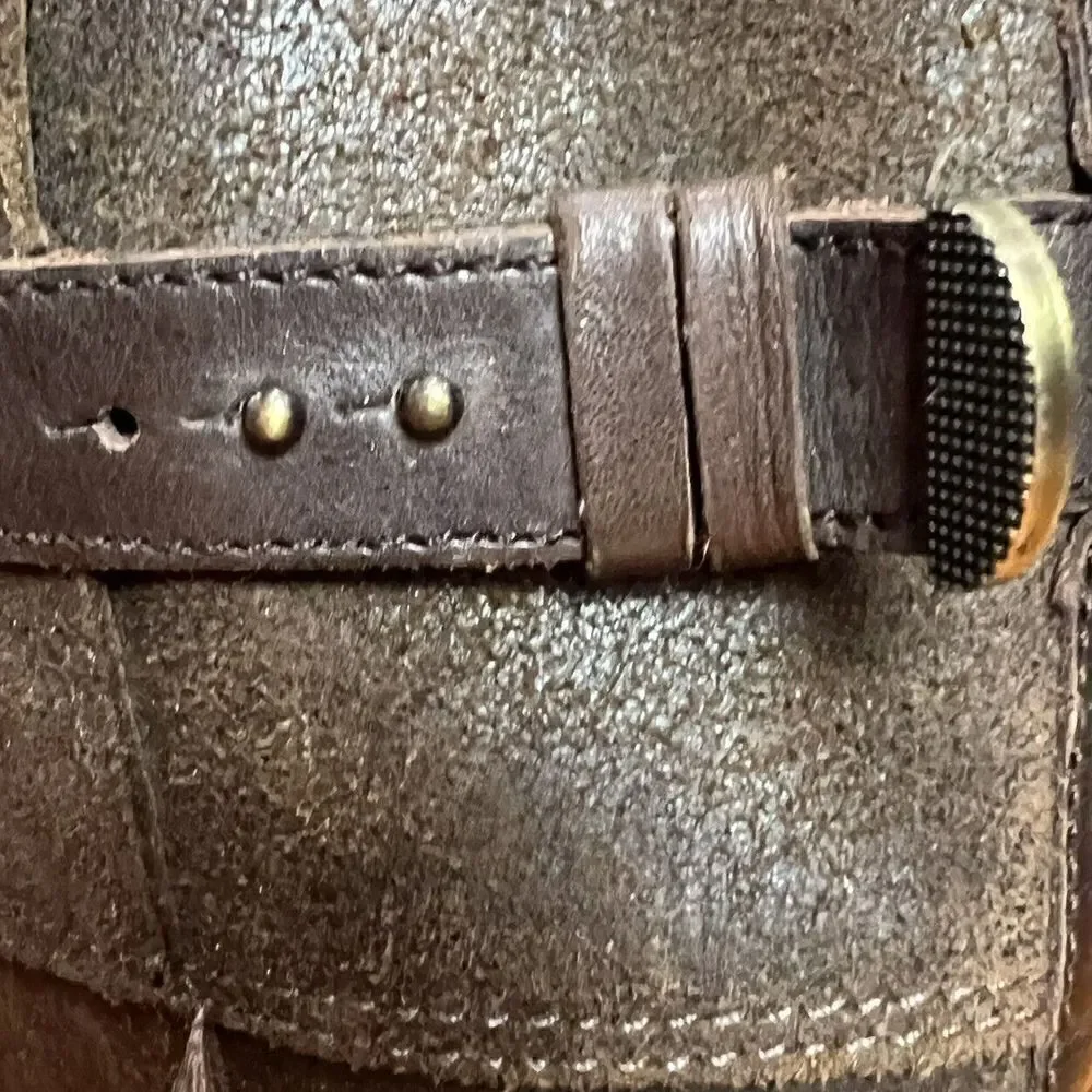 UGG Australia Boots Size 7 Dayle Lodge Brown Oiled Leather Tall Zip Riding